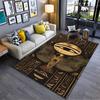 Area Rug, Eye of Horus Gold Eagle Falcon Egyptian Hieroglyphs Dark Print, Living Room Decor, Non-Slip Mat
