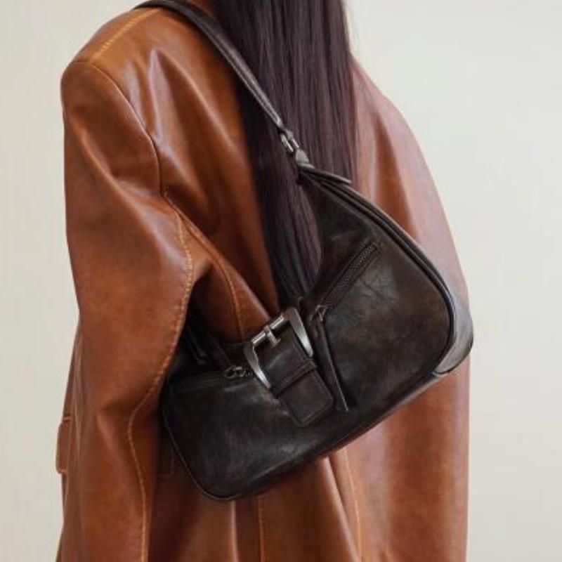 New Maillard Square Bag Women's Advanced Coffee New Moon Package Axillary Bag Retro Fashion Trend Leisure Versatile Shoulder Bag