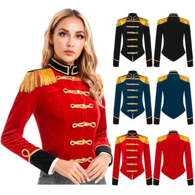 Women's Halloween Fancy Circus Ringmaster Costume Stand Collar Tassel Jacket Ringleader Costume Cosplay