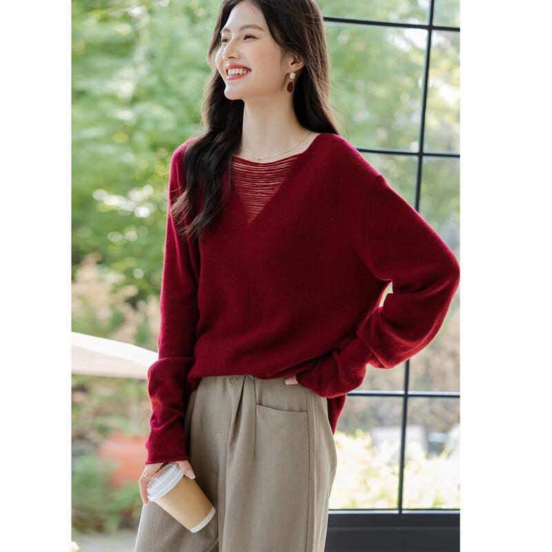 

ITISF4 Relaxed Fit Hollow-Out Lamb Wool Sweater One Size