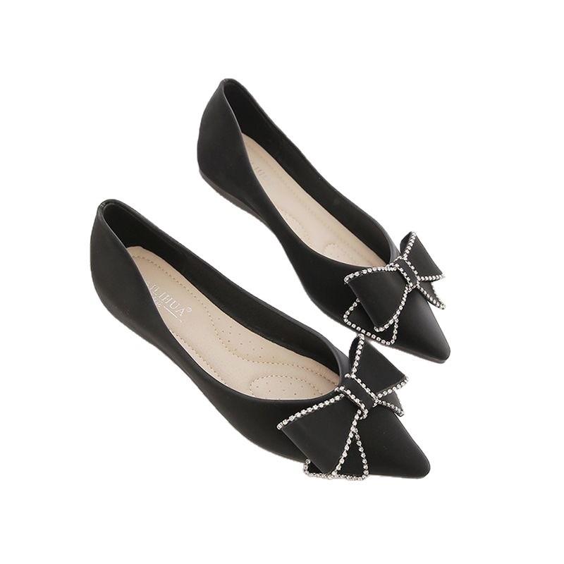 Single shoes women's summer new shoes women's shoes versatile shallow mouth versatile lady ladyshoes soft sole pointed flat shoes