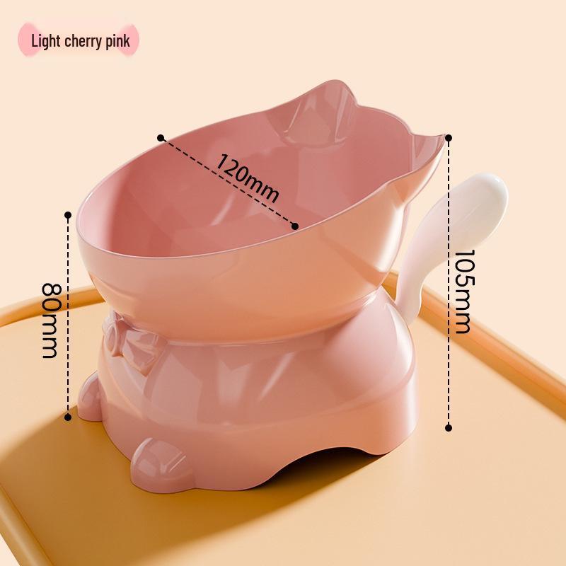 Slanted Anti-Spill Stainless Steel Cat & Dog Bowl, Cartoon Design