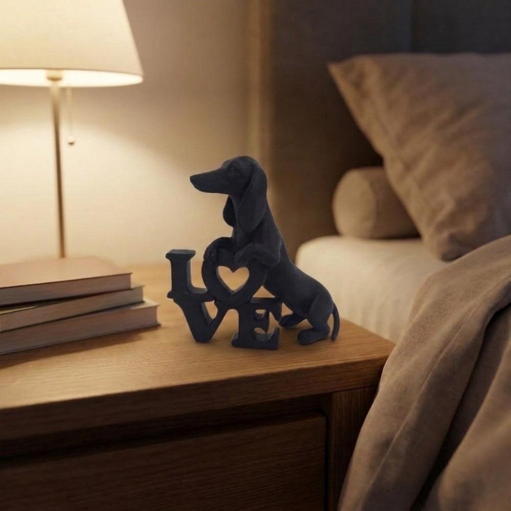 3D Printed Love Dog Ornament Cute Dog Statue Funny Animal Sculpture Dog Lover