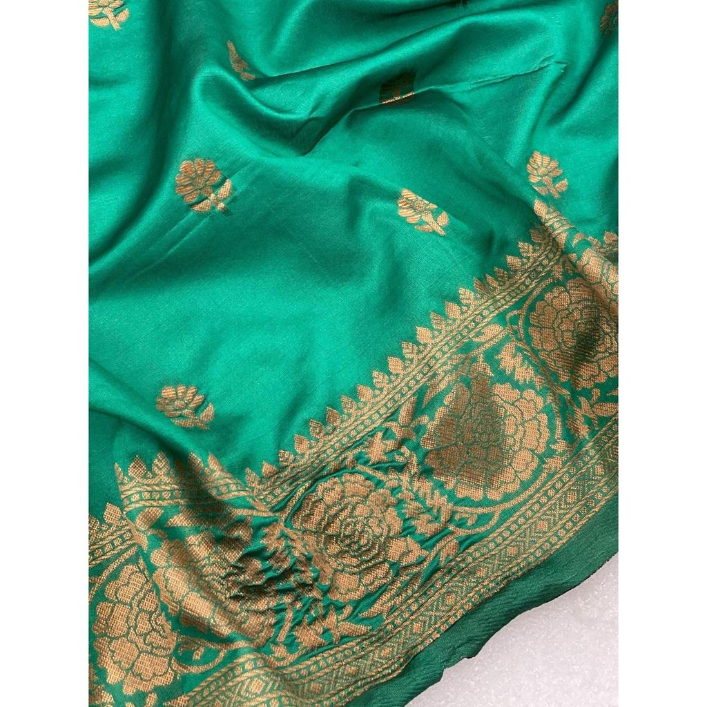 Silk Saree from the ALMAARI Store Is Adorned with Beautiful Zari Work In Form of Traditional Motifs.