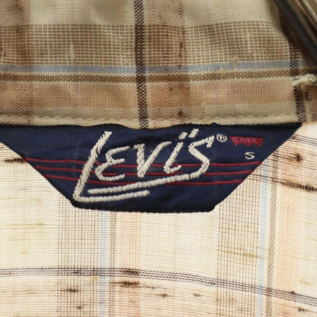 Levi's 70s Vintage Short Sleeve Check Shirt S Beige Men's Used