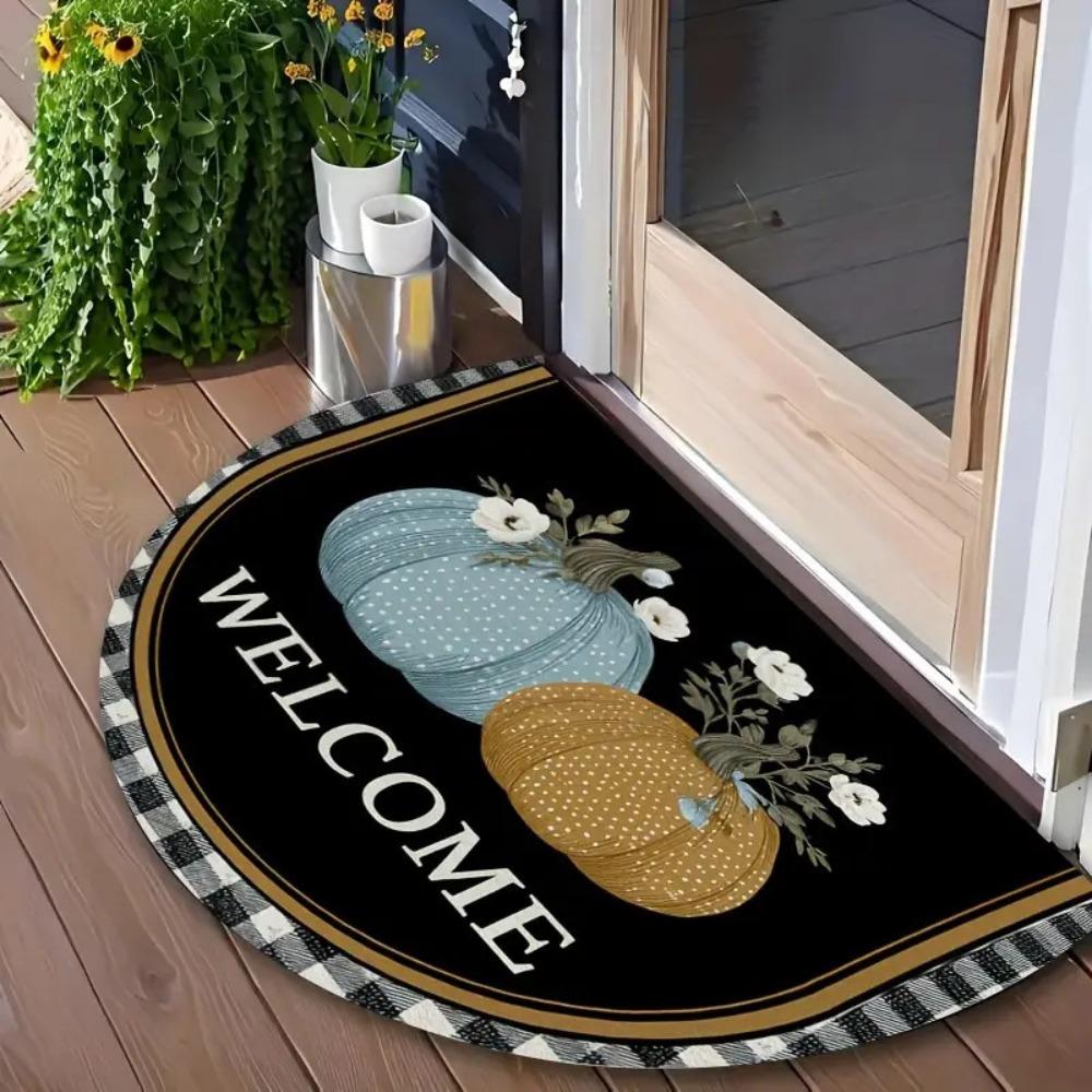 Flower Floral Welcome Rugs Boho Door Mat New Half Round Doormat  Indoor Outdoor