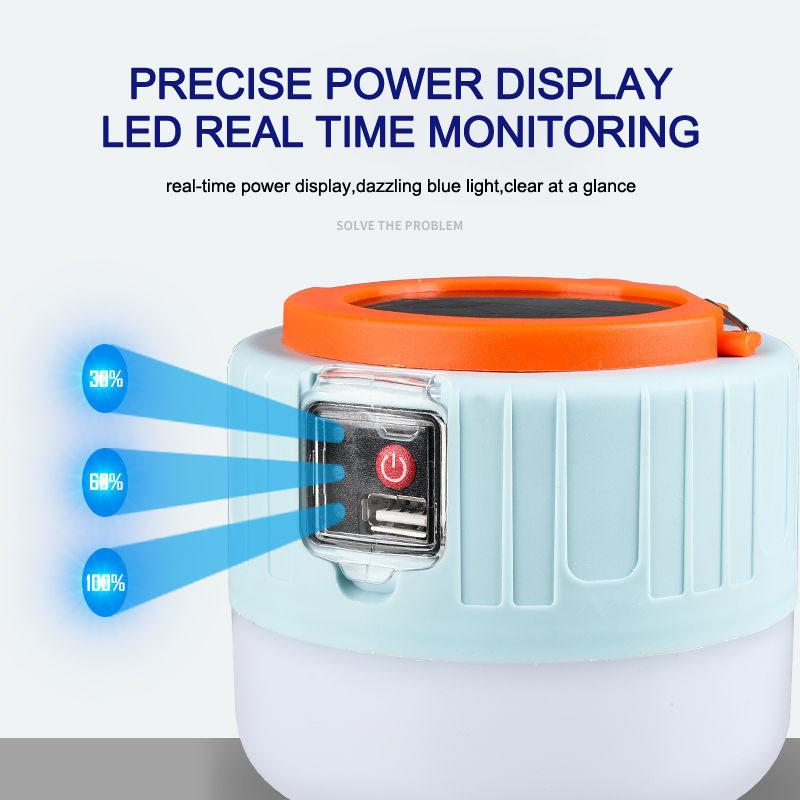 Solar Camping Lamp Rechargeable Bulb Outdoor Tent Lights Portable Emergency Lantern for Hiking Night Market