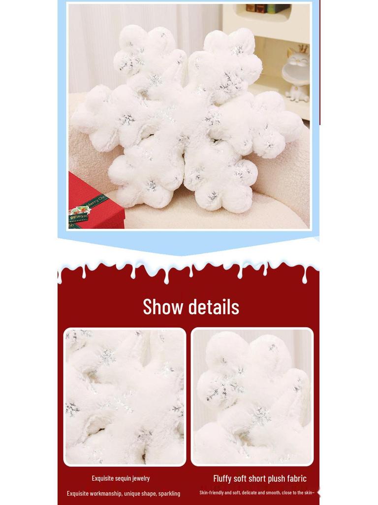 Snowflake Christmas Throw Pillow: Festive White Ornament for Home Decor, Parties & Window Display