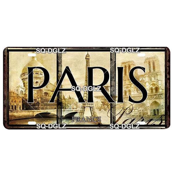 Europa Stadt 15x30CM Schild Metallschild Vintage Plakette Blechschild Wanddeko Für Bar Land Irland/Paris/Prag Poster