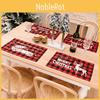 Festive Christmas Red Black Plaid Embroidered Letter Table Mat For Holiday Cheer