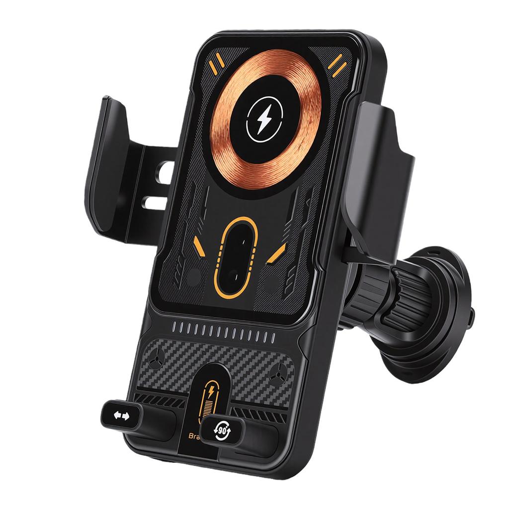 Car Phone Holder Wireless 15W Fast Auto Sensing 90 Degrees Rotation Vent Clip Phone Mount Black