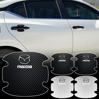 4 Stuks Koolstofvezel Autodeurklink Bescherming Embleem Sticker Voor 3 6 CX5 2 CX3 CX9 MX5 RX8 Axela Demio MS CX5 2 Axela Demio Atenza MS GJI BK MP
