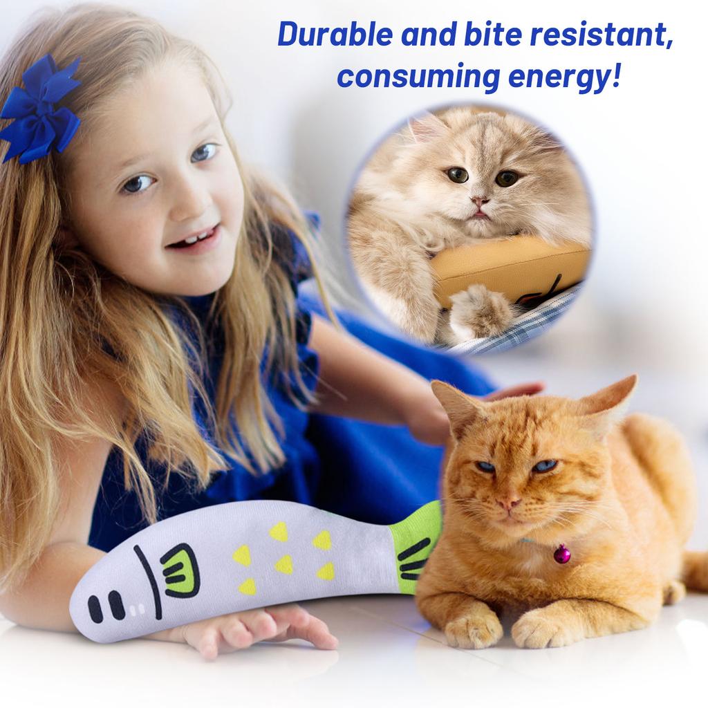 Cats Toy Catnip Fish, Interactive Squeaky Cats  Toy With Linen Fabric, Chew Toy For Cats Kittens, Self-Play Catnip Stuffed Fish Toy To  Bored
