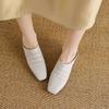 Fashion 2025 New Fashion Genuine Leather Slipers Women Covered Toe Low Heel Square Toe Soft Mules Female Summer Comfort Casual Slides