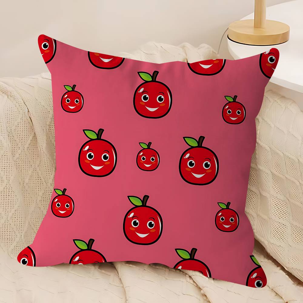 Cartoon Apple Simple Pillow Covers Cartoon Sofa Decorative Home Double-sided Printing Short Plush Cute Cushion Cover