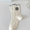 ANGEL SOCKS 1287 Beaded Flower Lace Cotton Socks