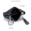 2024 New Tassel Coin Purse Mini Genuine Leather Women Wallets With Keychain Excellent Cowhide Purse Key Wallet Card Holder