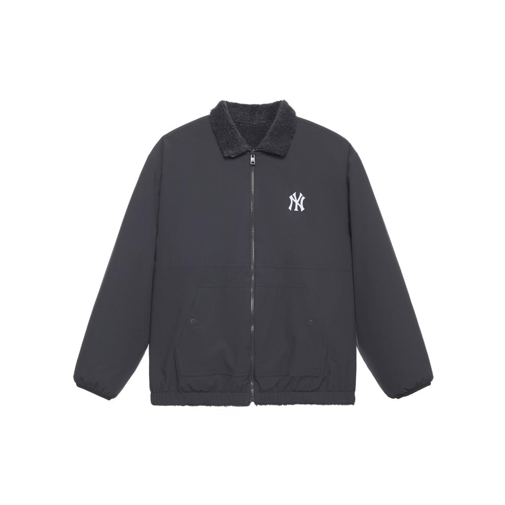New MLB MLB Preppy Style Collection New York Yankees FW24 Velvet-feel Coat Unisex Charcoal Gray 3AFDV0346-50CGS