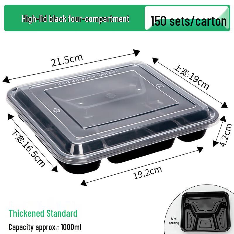 Disposable 4-Compartment Meal Prep Containers