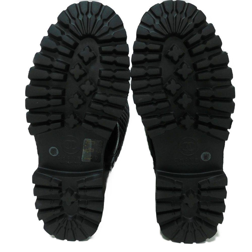 Used Matelasse COCO Mark Engineer G28566 7900 34" Quilted Side Zip Engineer Belt, Size 8.3" (10097) CC Mark Black