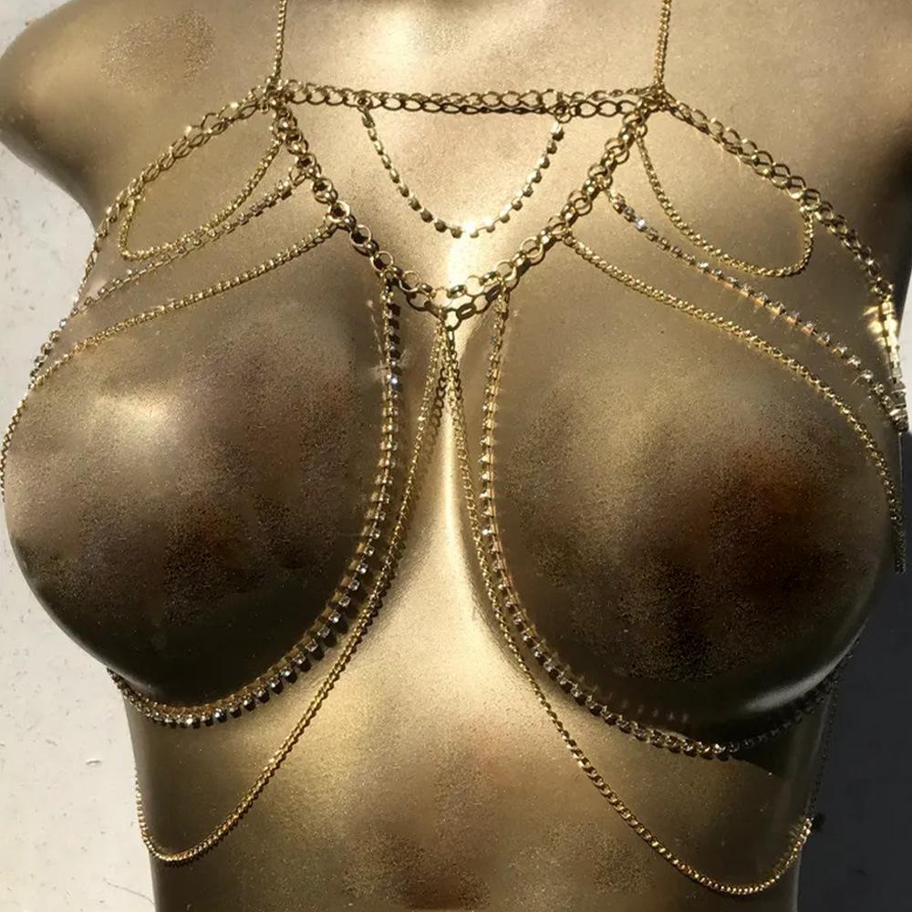 2022 New Fashion Inlaid Full Zircon Body Chain Female Sexy Special Full Rhinestone Body Chain Bra Jewelry