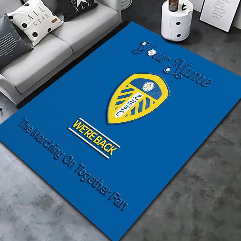 Προσαρμοσμένο Χαλί με Όνομα Leeds United για Σαλόνι, Υπνοδωμάτιο, Διακόσμηση Καναπέ Σπιτιού, Αντιολισθητικό Πατάκι Δαπέδου για Παιχνίδι Παιδιών