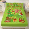 3pcs Merry Christmas HO Green Print Coreless Bed Sheet Set Multi Size Comfortable Bed Cover Bedroom Bedding Holiday Decoration