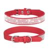 Rhinestones Dog Collar Cute Dazzling Sparkling Soft Suede- Leather Dog for Cat Rhinestones Collar Crystal-DiamondP