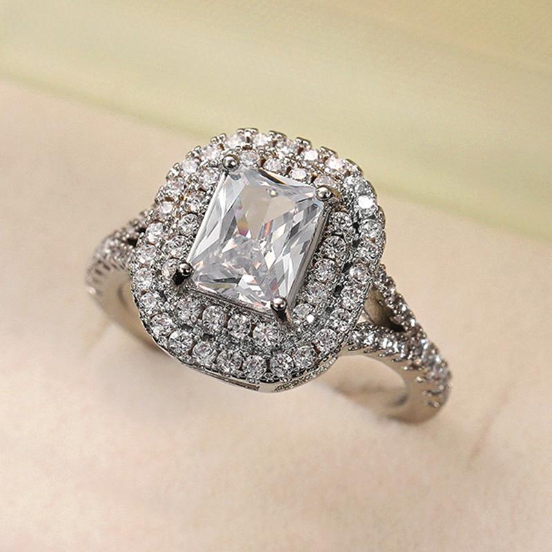 Neu Wunderschöne Volle Zirkon Hochzeit Ringe Frauen Schillernden Kristall Zirkonia Vorschlag Engagement Party Ring Luxus Schmuck