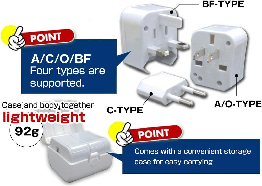 Logic Overseas Conversion Plug Outlet PLUS Compatible with 150 Countries Plug with Storage Case Compatible with Europe America Australia South Korea