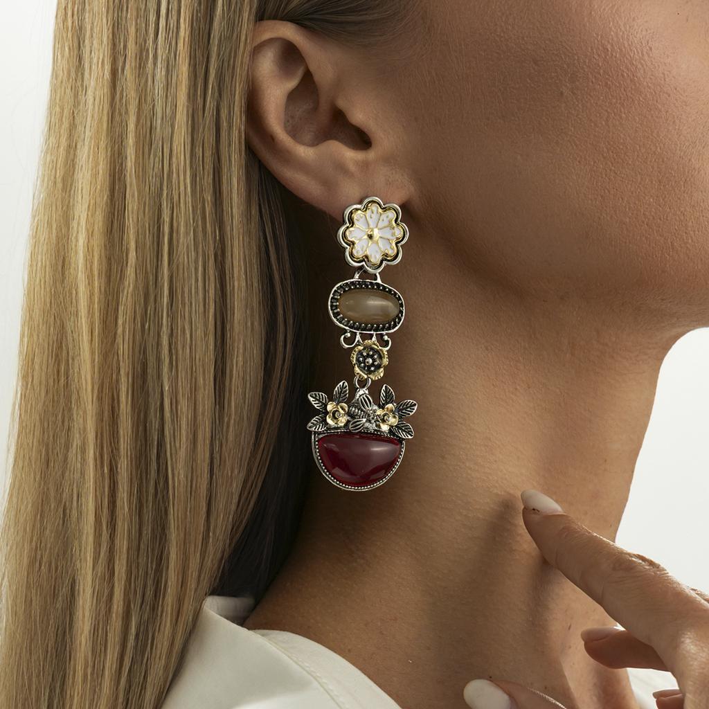 Salircon Vintage Enameled Flower Earrings Colour Resin Drop Earrings for Women Baroque Charm Long Earring Party Jewelry Gifts