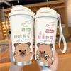 1011 New Kapibara Thermos Cup 111 Stainless Steel Large Capacity High Value Straw Water Cup Female Cartoon