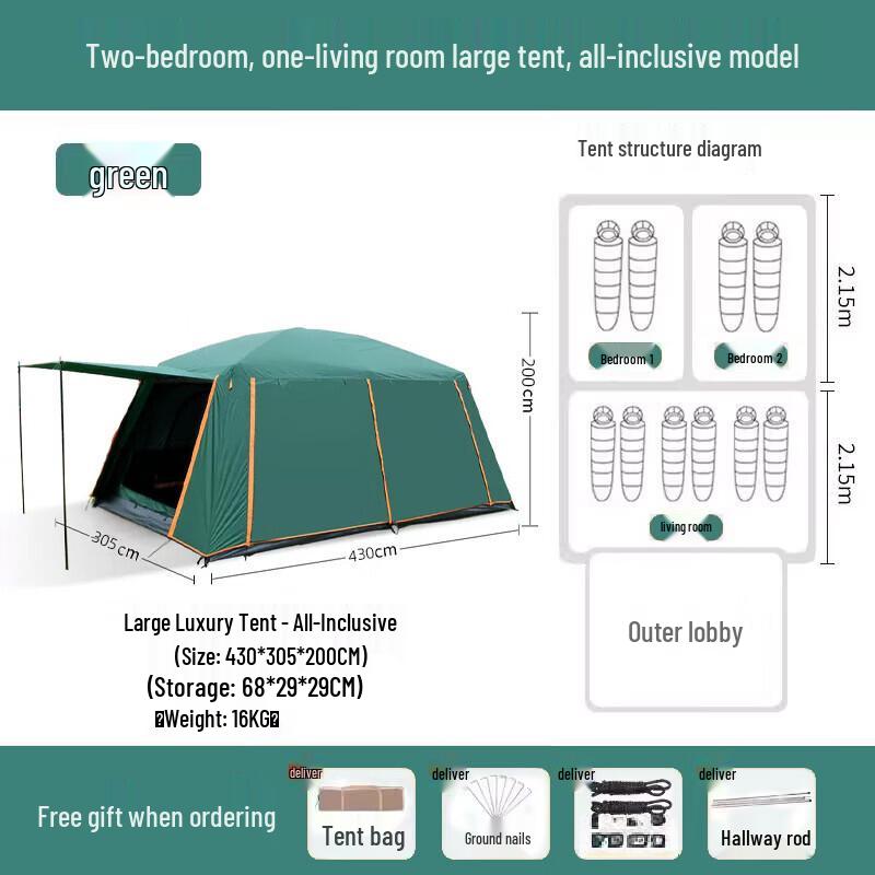 OEING Outdoor Camping Tent with Canopy