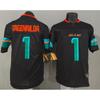 Miami Dolphins Tua Tagovailoa 1 NFL Football Jersey Black Embroidered Fan Wear Men