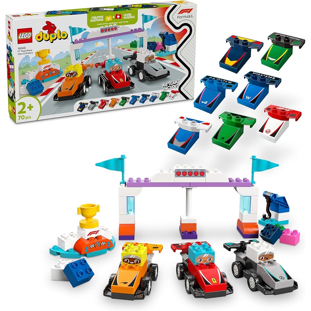 

LEGO Duplo F1 Race Car and Driver Toy Set for Kids 1.5-4 Years Old Educational Building Blocks