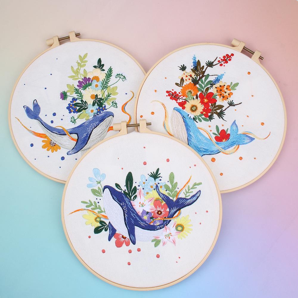 Stickerei Diy Handgemachte Materialtasche Delfin Blume Tier Europäische Dreidimensionale Stickerei