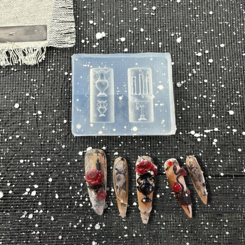 3D Floral Silicone Mold For Nail Art And Jewelry Crafting Reusable Elastic Carving Tool With Candle Vase Designs