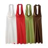 2025 Spring/Summer Women's Backless Halter Cowl Neck Silk Satin Midi Dress