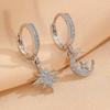 Asymmetric Zircon Pendant Earrings with Stars and Moon, Luxurious Quality Zircon, Trendy Women's Temperament, Daily Accessories