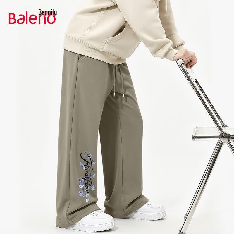 Baleno Men's Autumn Loose Wide-Leg Knitted Casual Pants
