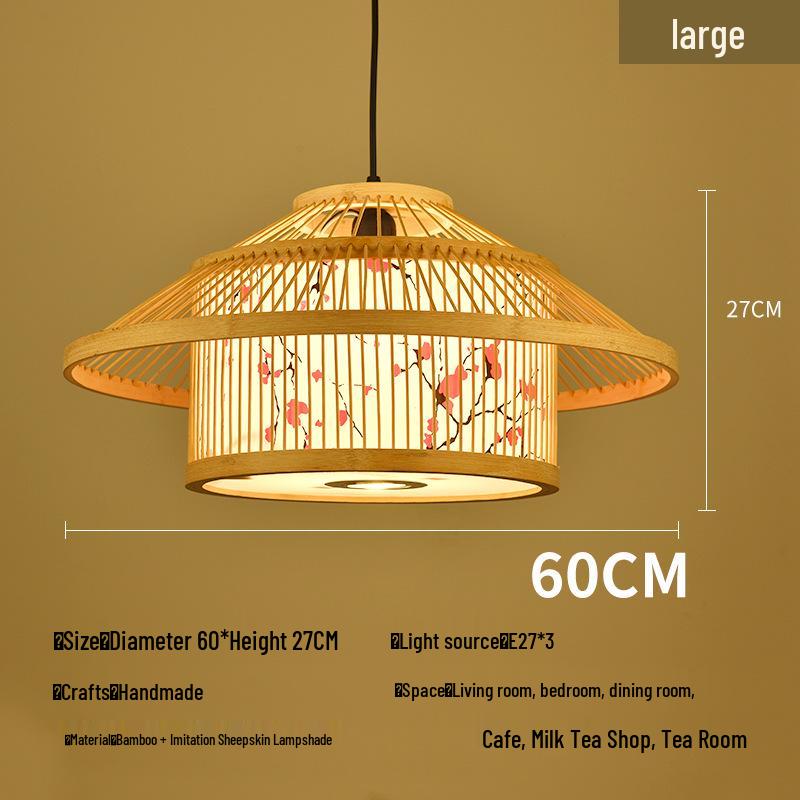 Retro Bamboo Pendant Lamp for Restaurants and Hotels - Chinese Style with Spotlight