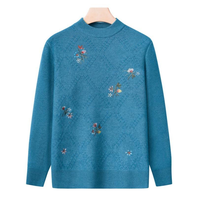 Grandma autumn women's top middle old man winter knitted sweater mother base clothes year 0 old lady sweater