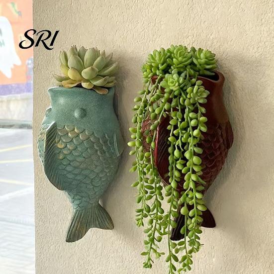 Ivy Wall Planter Fish Shape Mounted Hanging Flower Pot Indoor Outdoor Decorative for Balcony Patio Garden