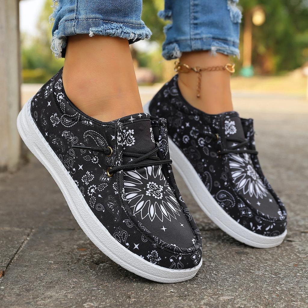 Casual Flat Laced Women's Loafers Spring Style Breathable Canvas Shoes Comfortable Spring Autumn Winter Seasonal Flats