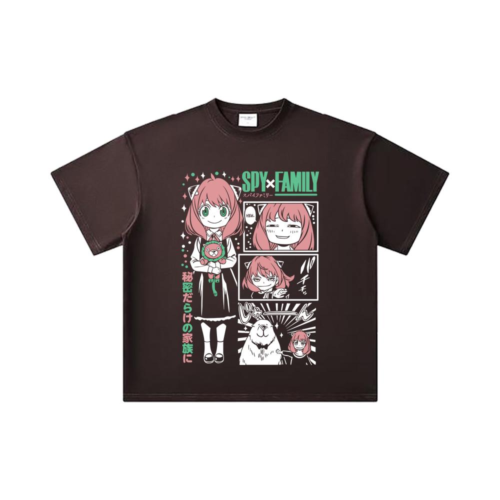 260 GSM Double Yarn 32 Count 100% Cotton Spy x Family V4 Anya Print Unisex Heavy Cotton T Shirt