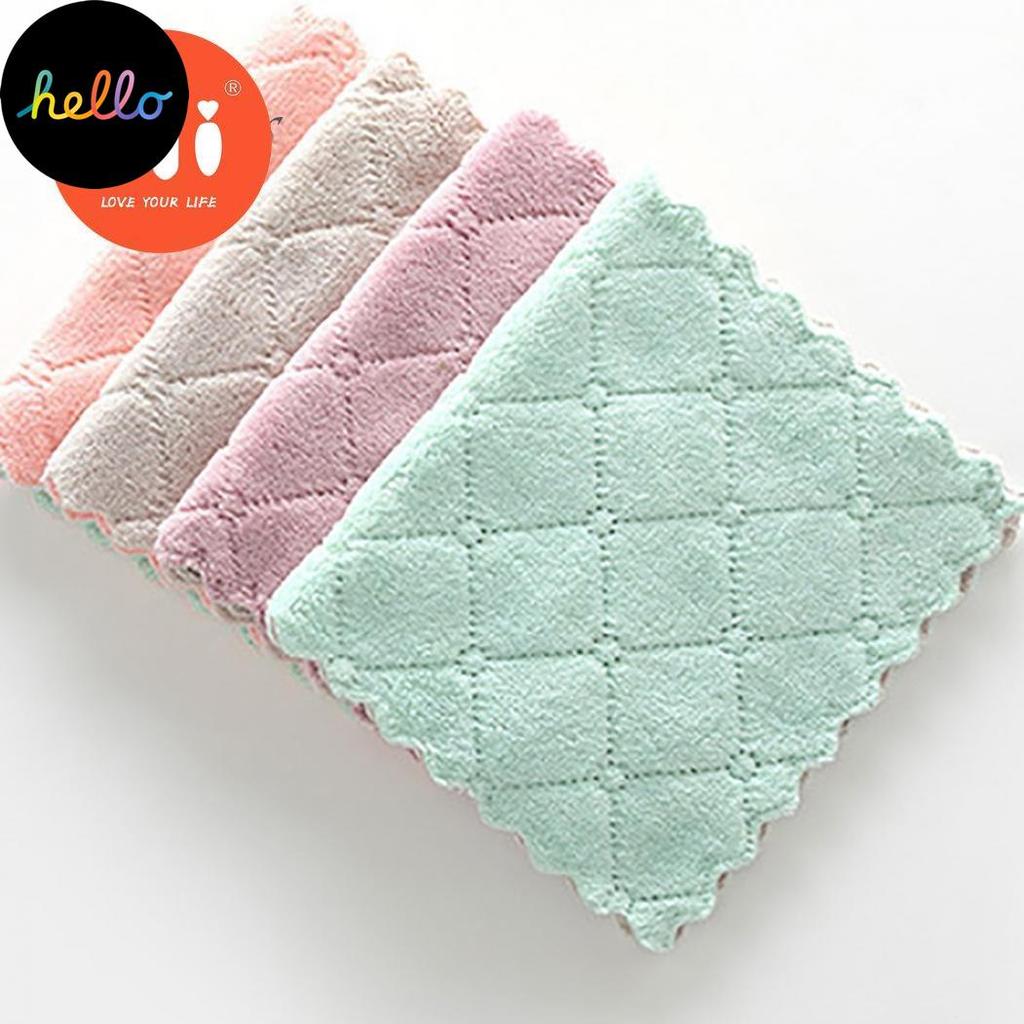 Home & Kitchen 5Pcs Water Absorbent Was ng Dish Cloth Towel Rag Clean Tablecloth