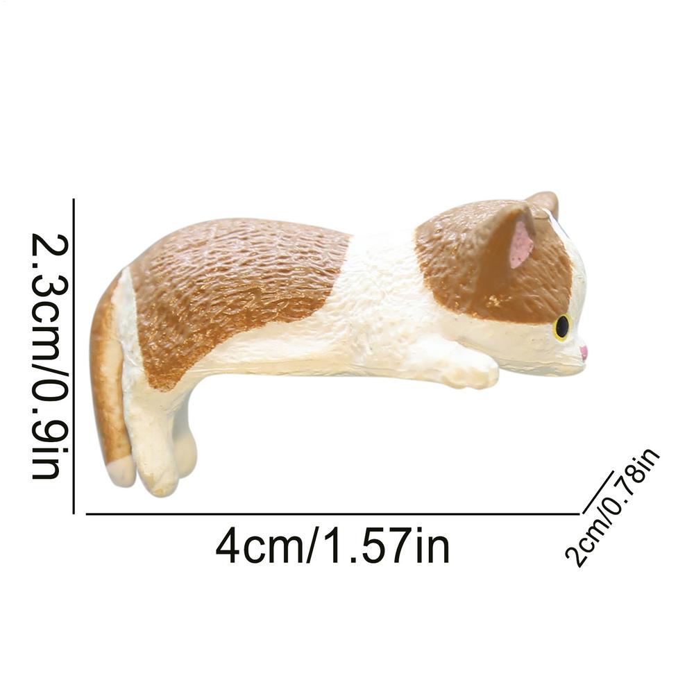 Miniature Cat Figurines Small Animal Kitten Statues Creative Miniature Cat Statues for Home Workplace Car Aquarium Monitor
