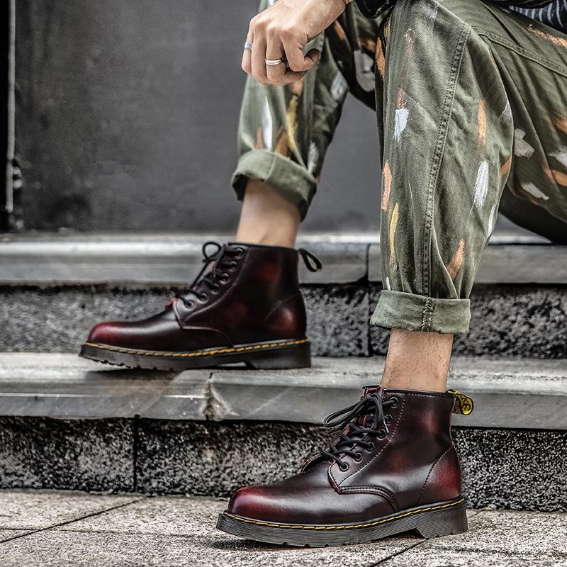 Autumn-Winter British Style Double-Lined Work Boots, Trendy and Stylish Winter Warmth-Packed Leather Boots with Padding