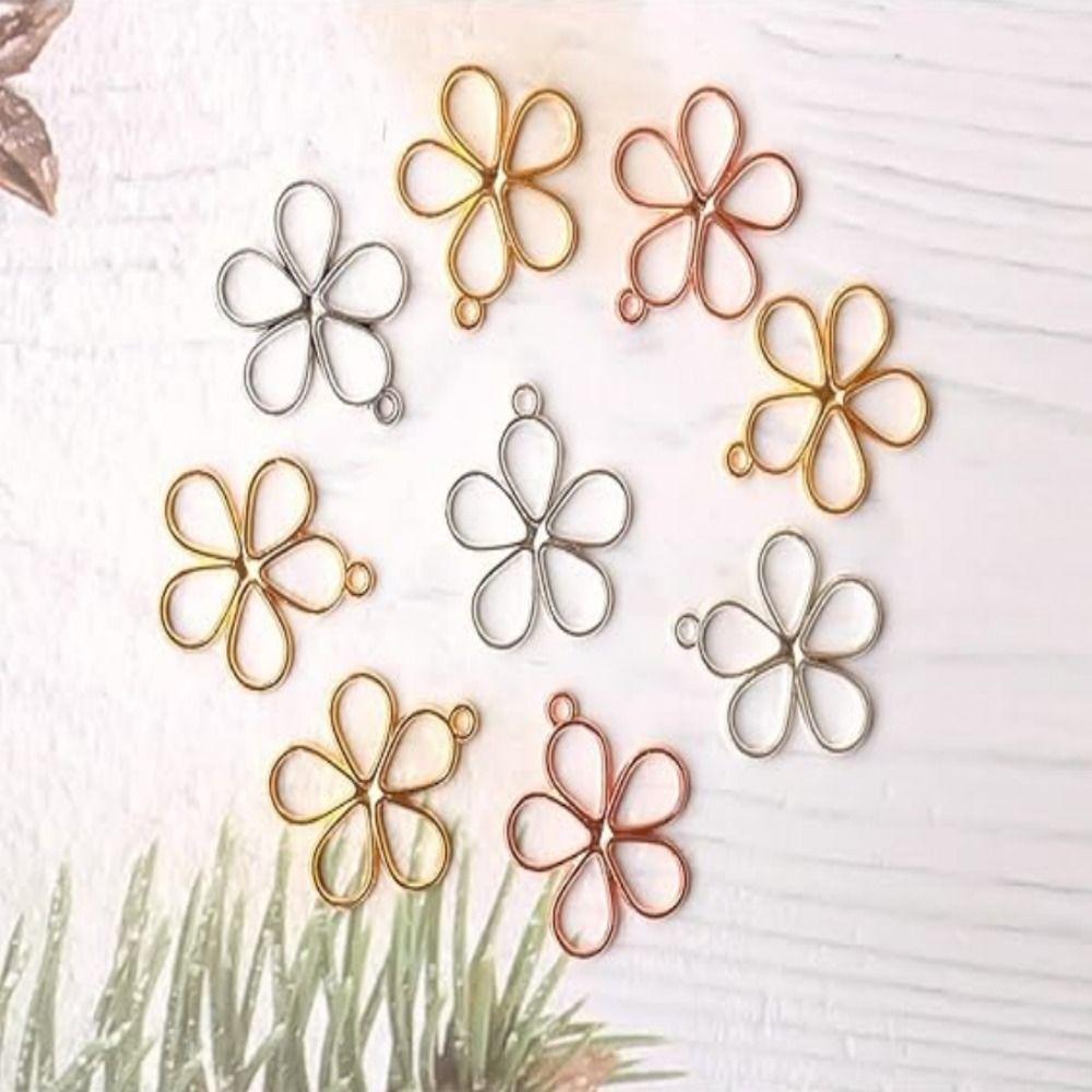 200Pcs  17*19MM Flower Pendants Alloy Alloy Open Back Small DIY  Bracelet