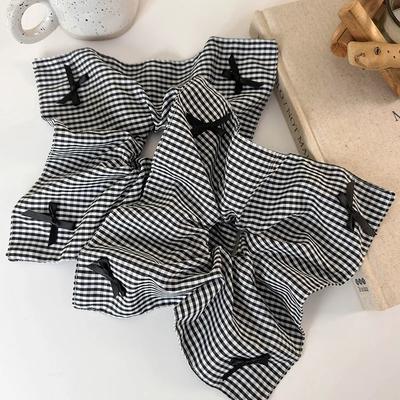 Black White Plaid Bow Large Hair Scrunchies Headbands for Womens Temperament Hair Rope Rubber Band Lady Fashion Hair Accessories